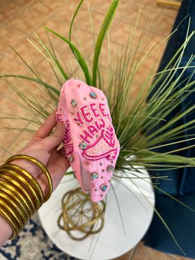 Pink Yee Haw Beaded Headband