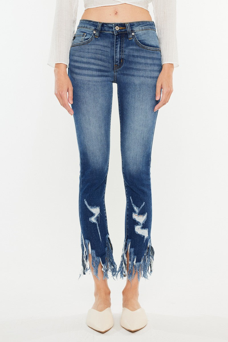 Kancan High Rise Frayed Ankle Skinny Jeans