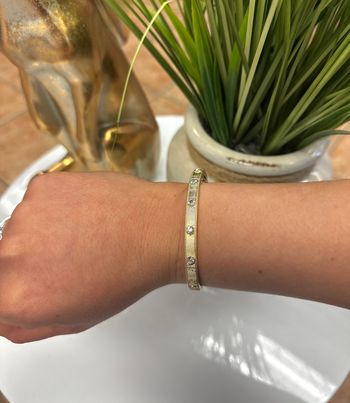 Crystal Studded Textured Gold Bracelet
