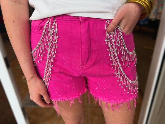 Gemma Pink Blinging Denim Shorts