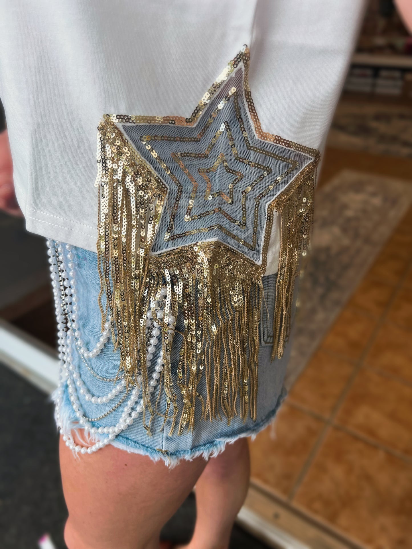 Starry Night Detailed Fringe Western Chic Top