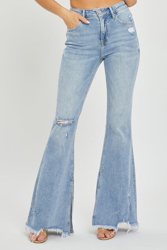 Curvy Risen High Rise Slit Flare Jeans