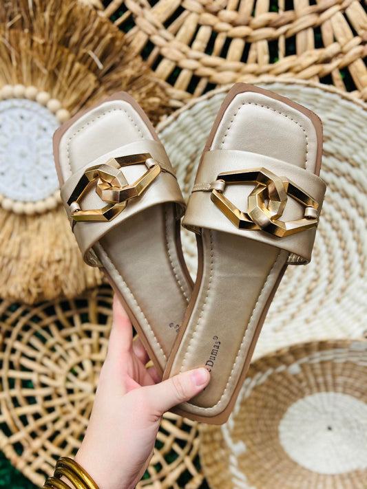 All Gold Everything Slip On Sandals