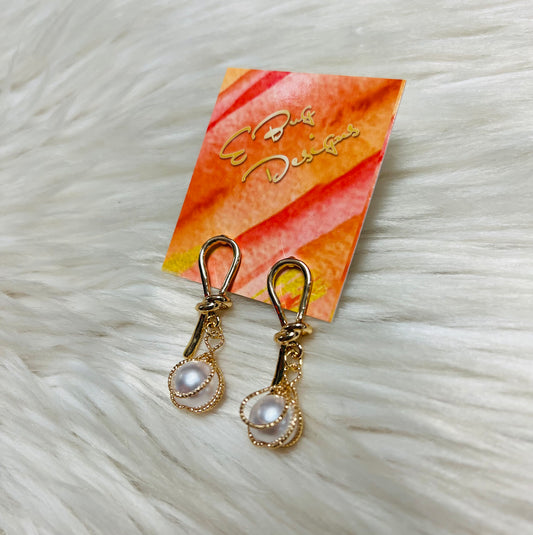 Trapped Pearl Dangle Earrings