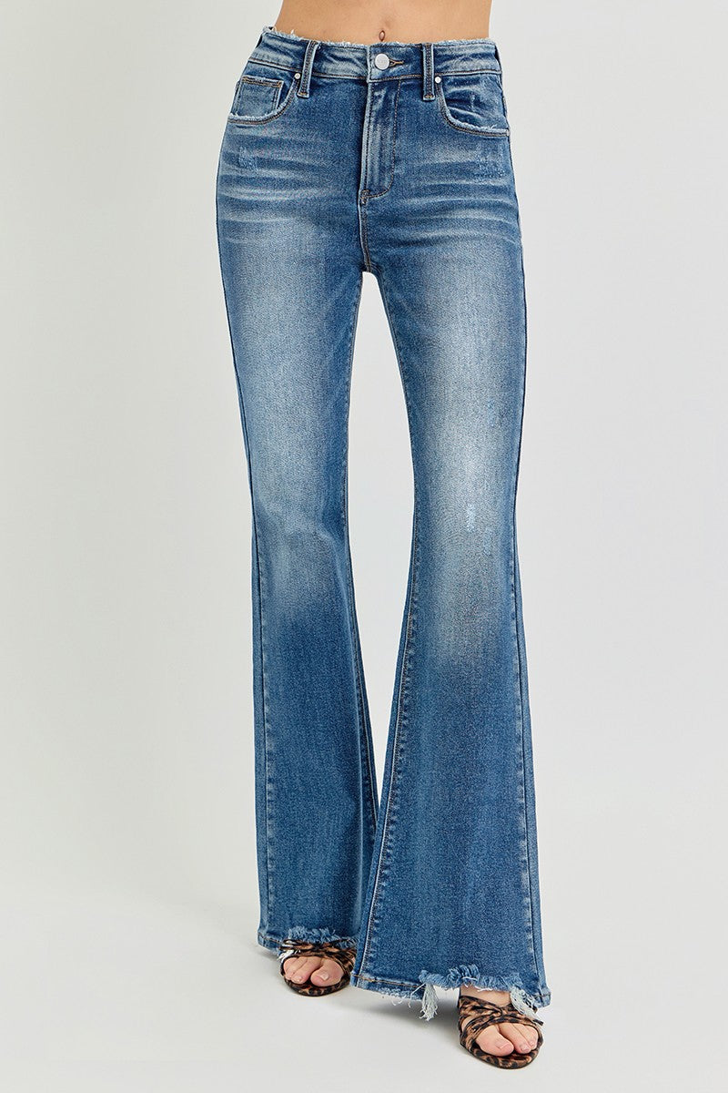 Curvy Risen High Rise Flare Hem Jeans