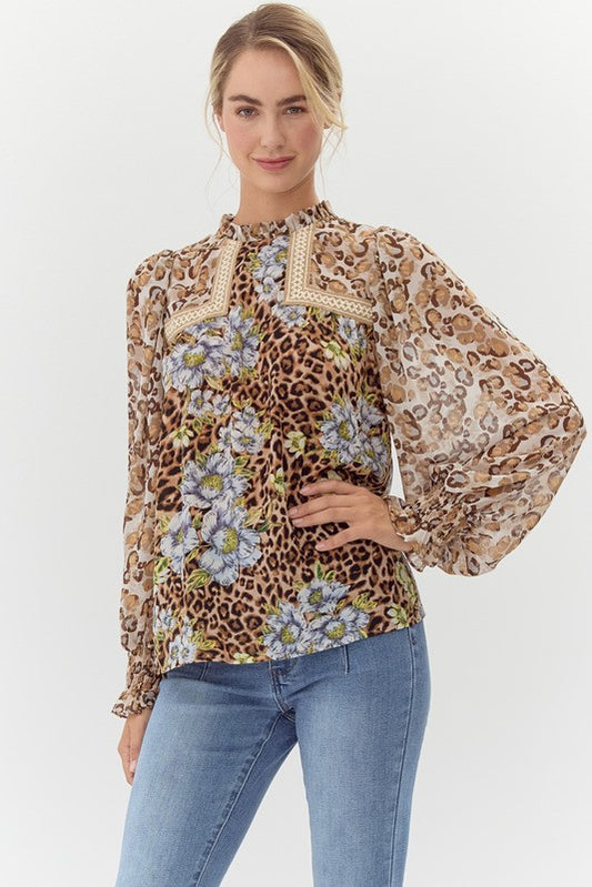 Cassie Chiffon Balloon Sleeves Top