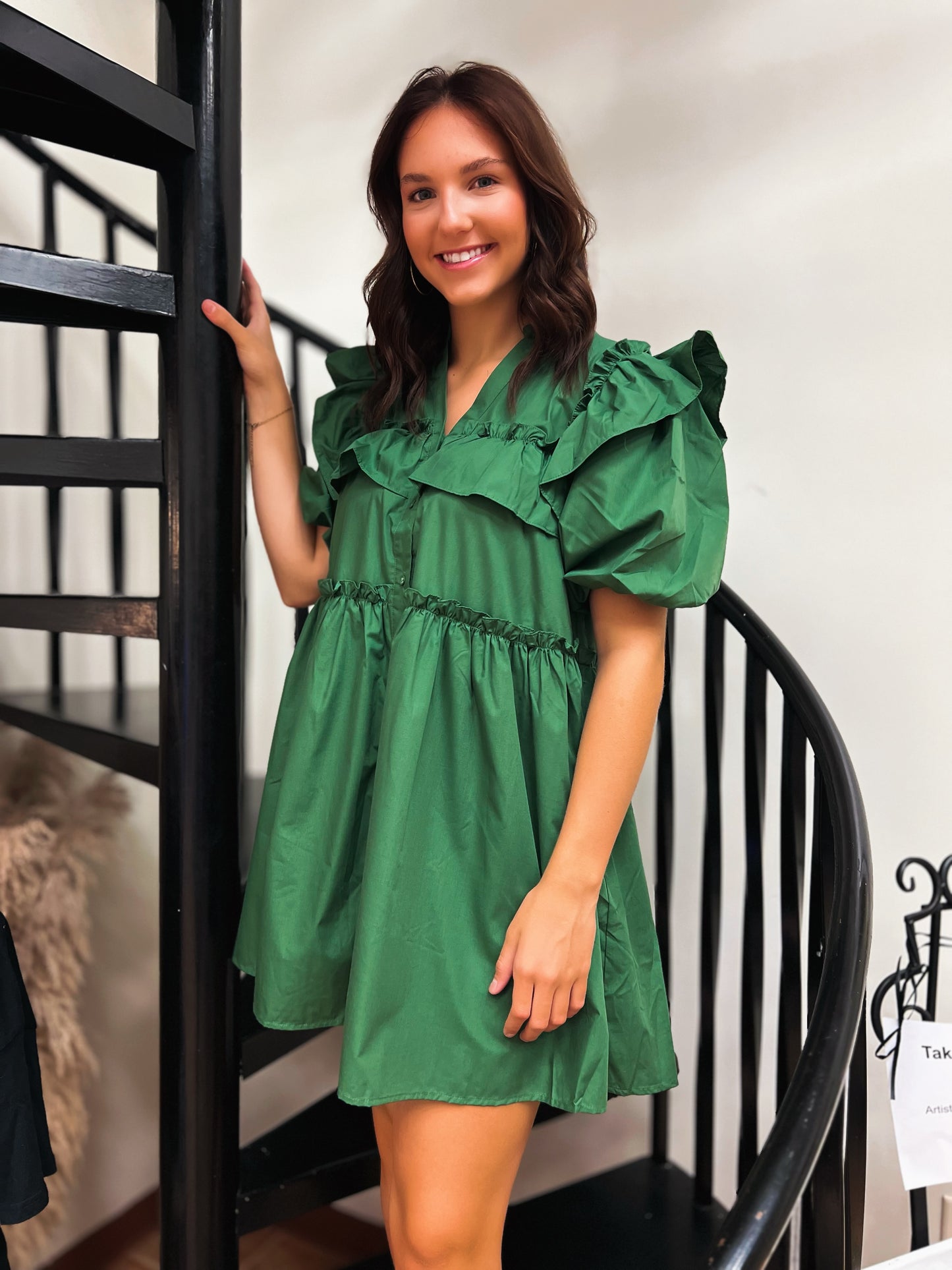 Green With Envy Mini Textured Dress