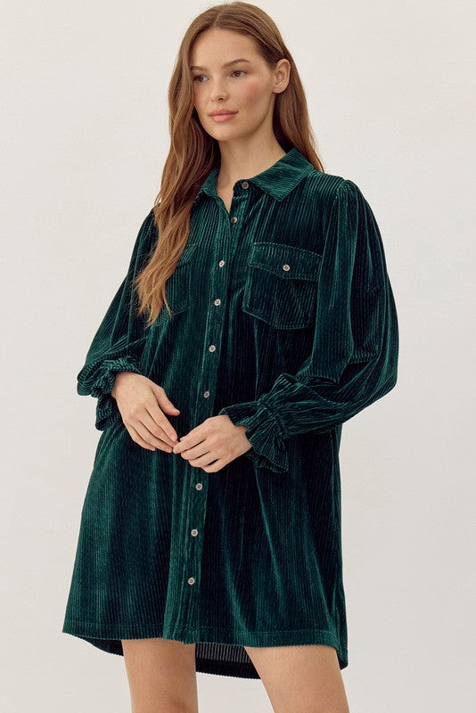 Curvy Callie Corduroy Velvet Mini Dress