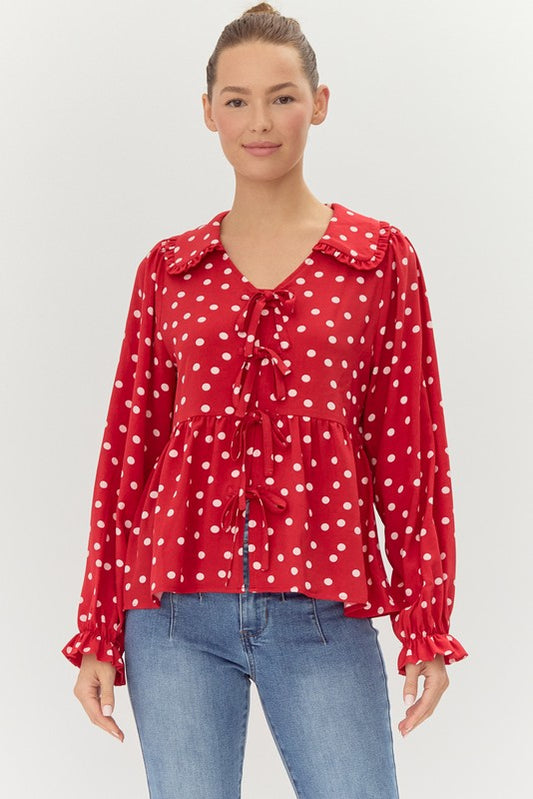 Daisy Dot Print Baby Doll Top