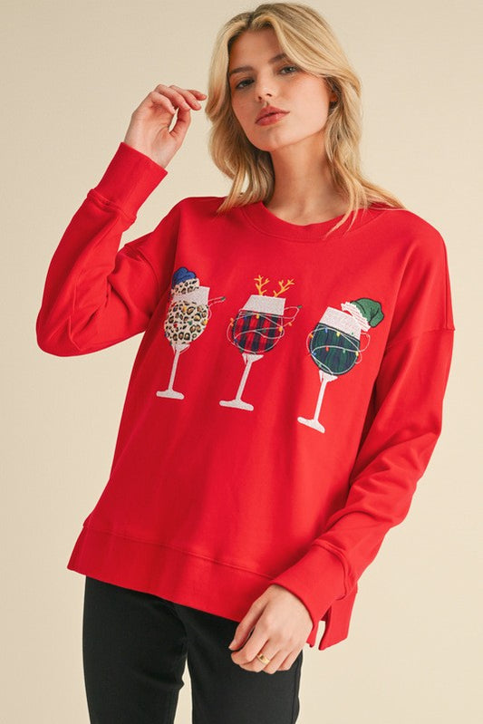 Holiday Spirits Wine Glass Sweatshirt