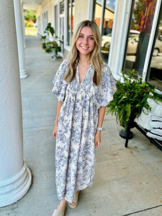 Coraline Antique Print Maxi Dress