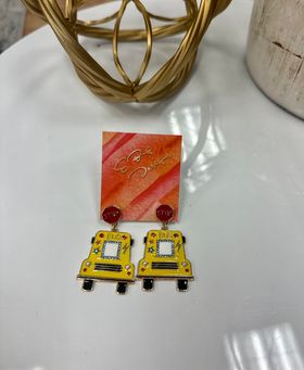 Metal School Bus Earrings