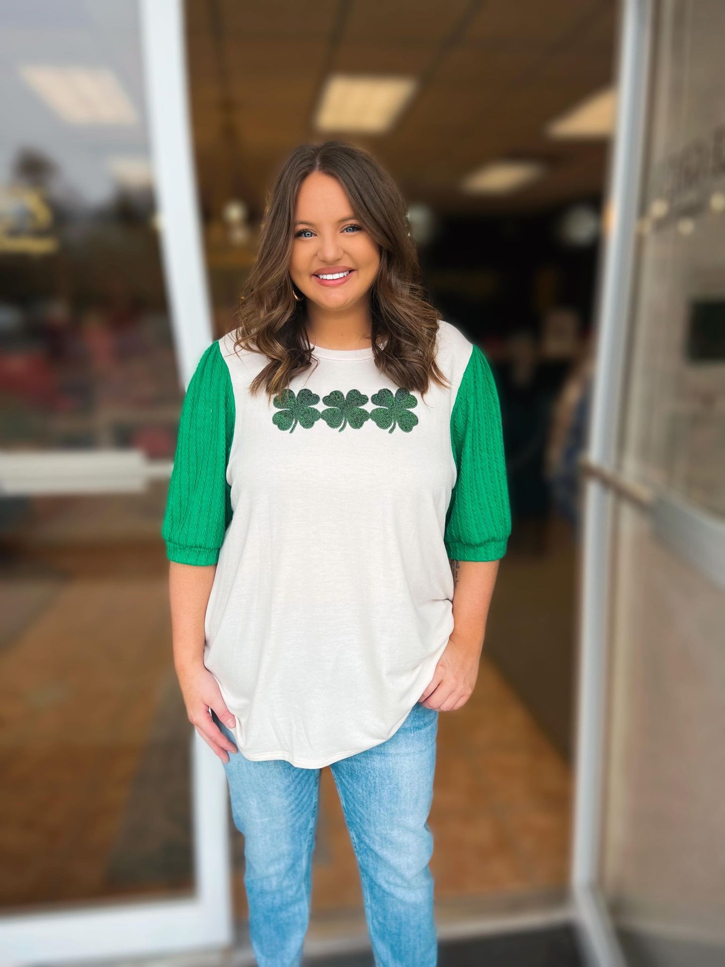 Curvy Three Is A Lucky Charm St. Pattys Top