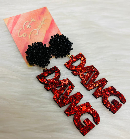 Glenda Go Dawgs Glitter Earrings