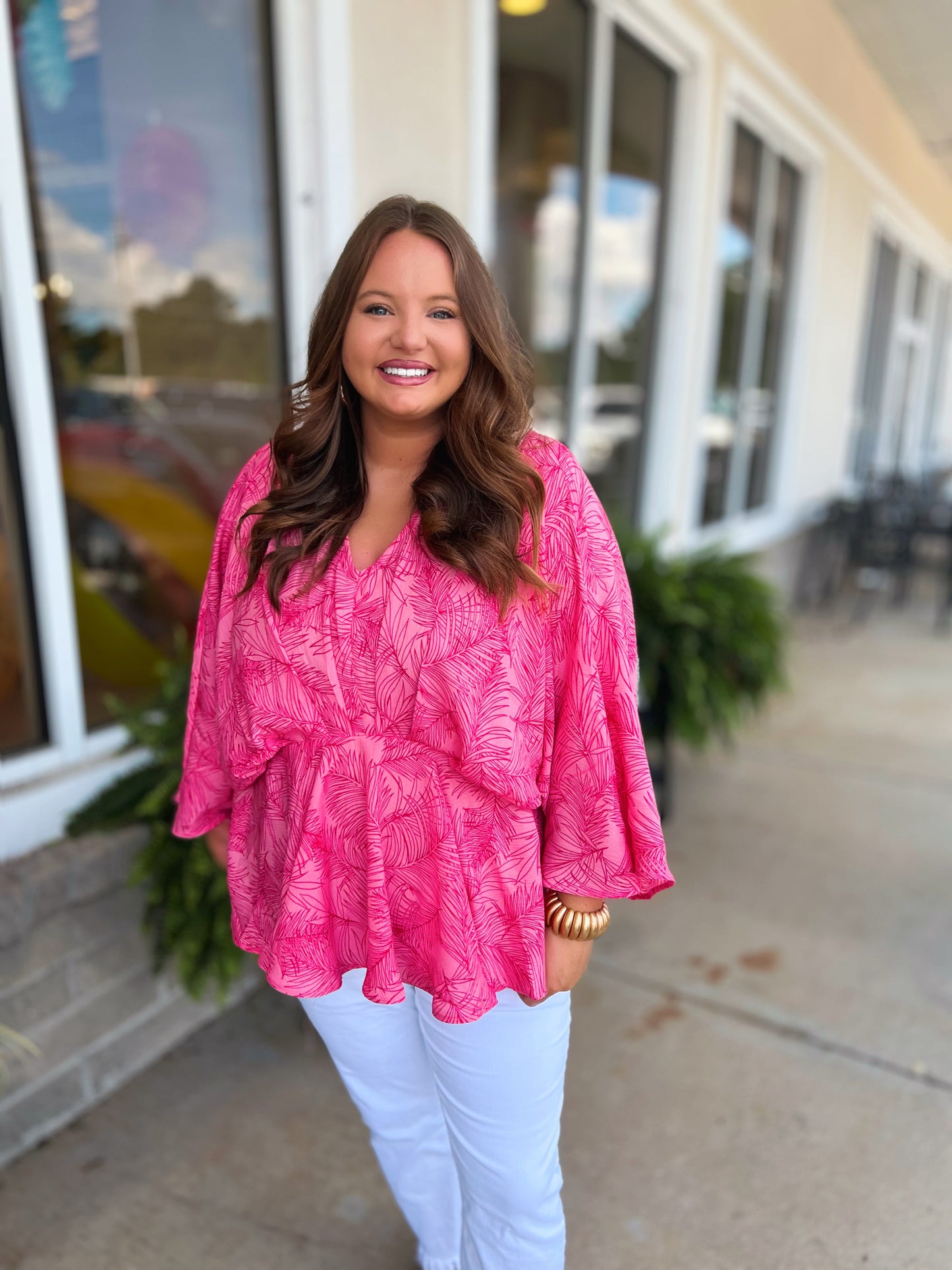 Curvy Tropical Hayley Dolman Top