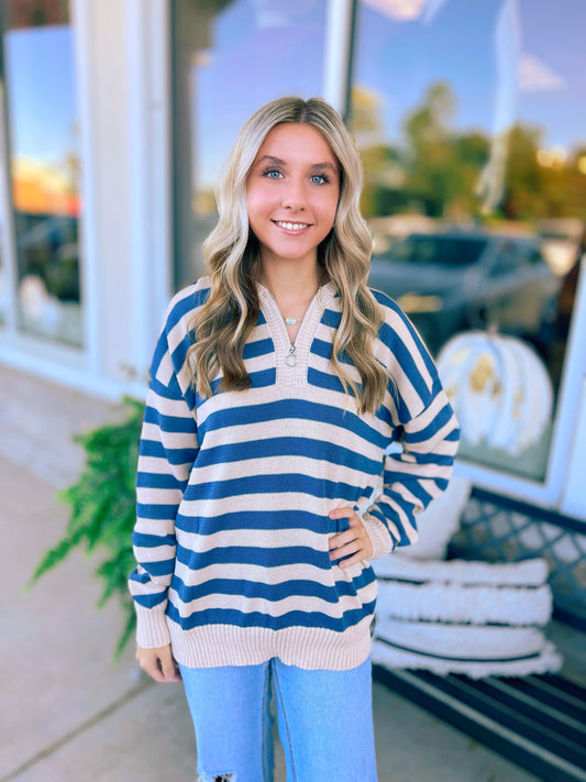 Birmingham Blues Striped Hooded Sweater