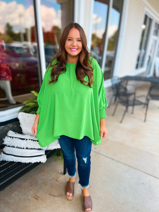 Curvy Daniela Cuff Sleeve Dolman Top