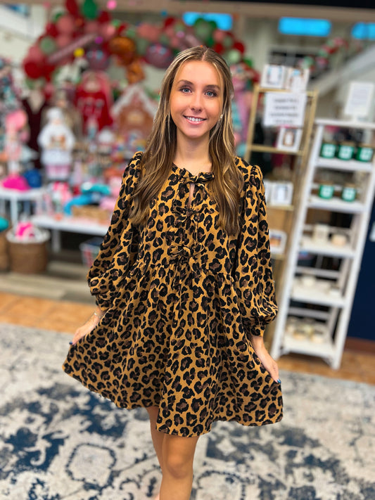 Lexi Leopard Bowtastic Mini Dress