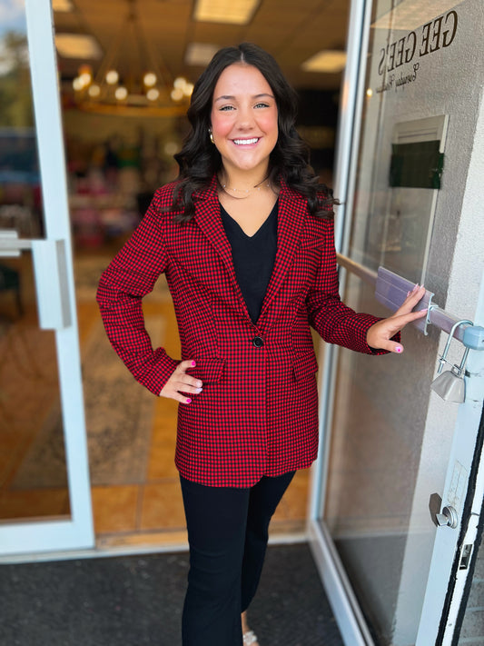 Roxie Red And Black Checkered Blazer