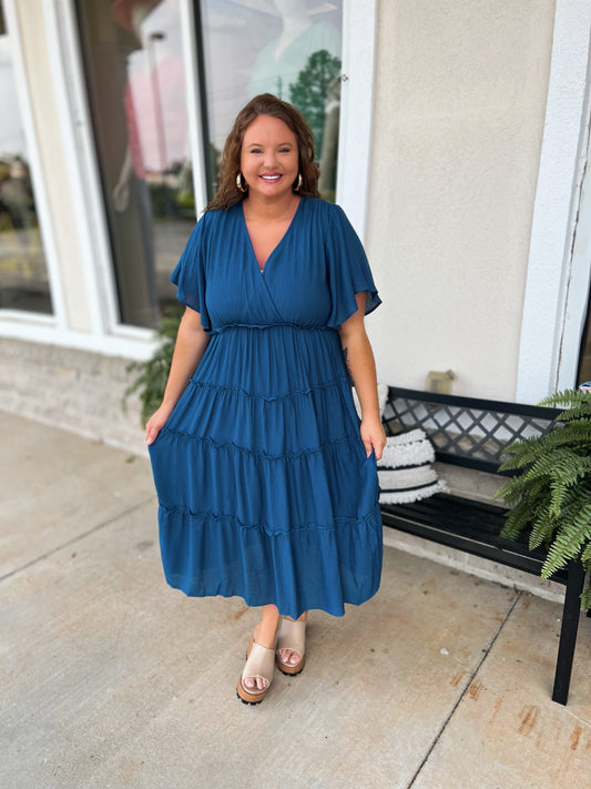 Curvy Sabrina Smocked Maxi Dress