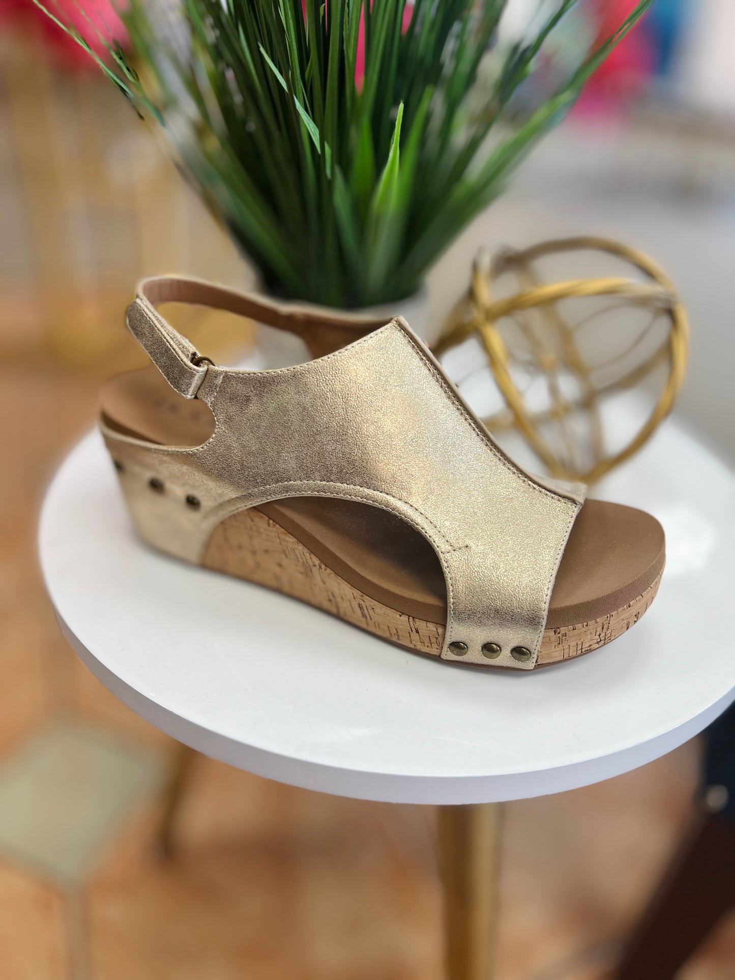 Corkys Carley Antique Gold Wedges