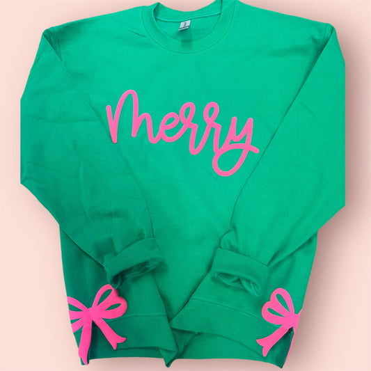 Giddy In Green Merry Bow Sweatshirts