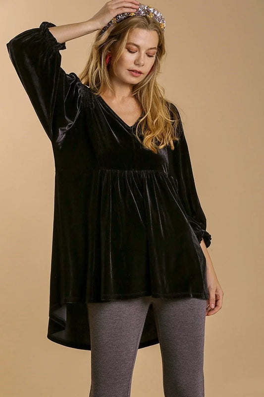 Curvy Veronica Velvet Tunic Top