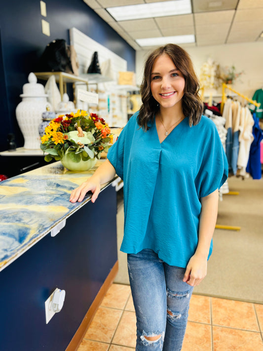 Tiffany Turquoise Dolman Collard Top