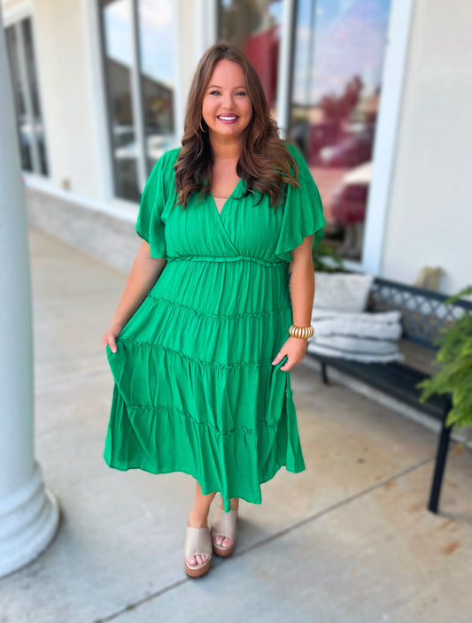 Curvy Elliana Linen Midi Dress