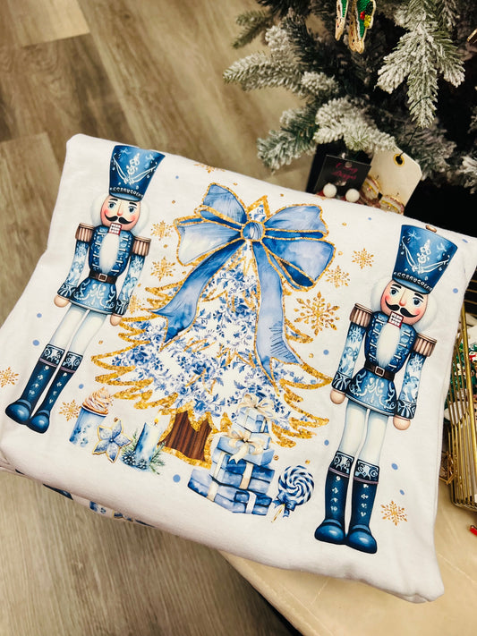 Something Blue Nutcracker Long Sleeve Festive TShirt