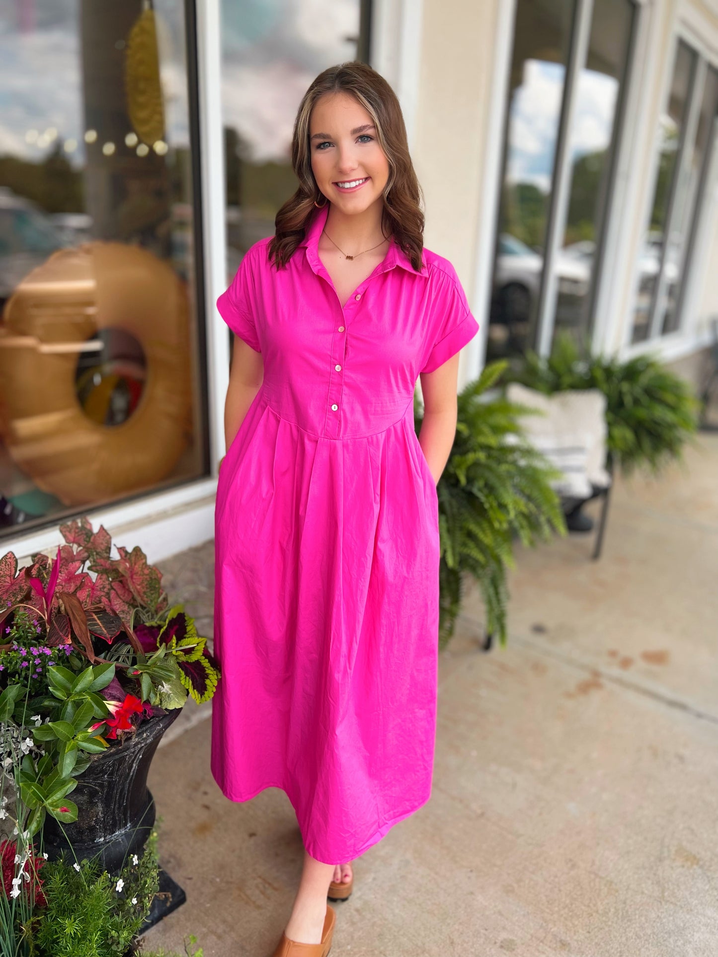 Brittany Bubble Gum Midi Dress