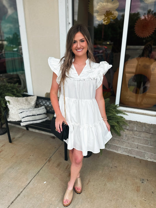 Tangela Tiered Ruffle Lined Dress With Pockets