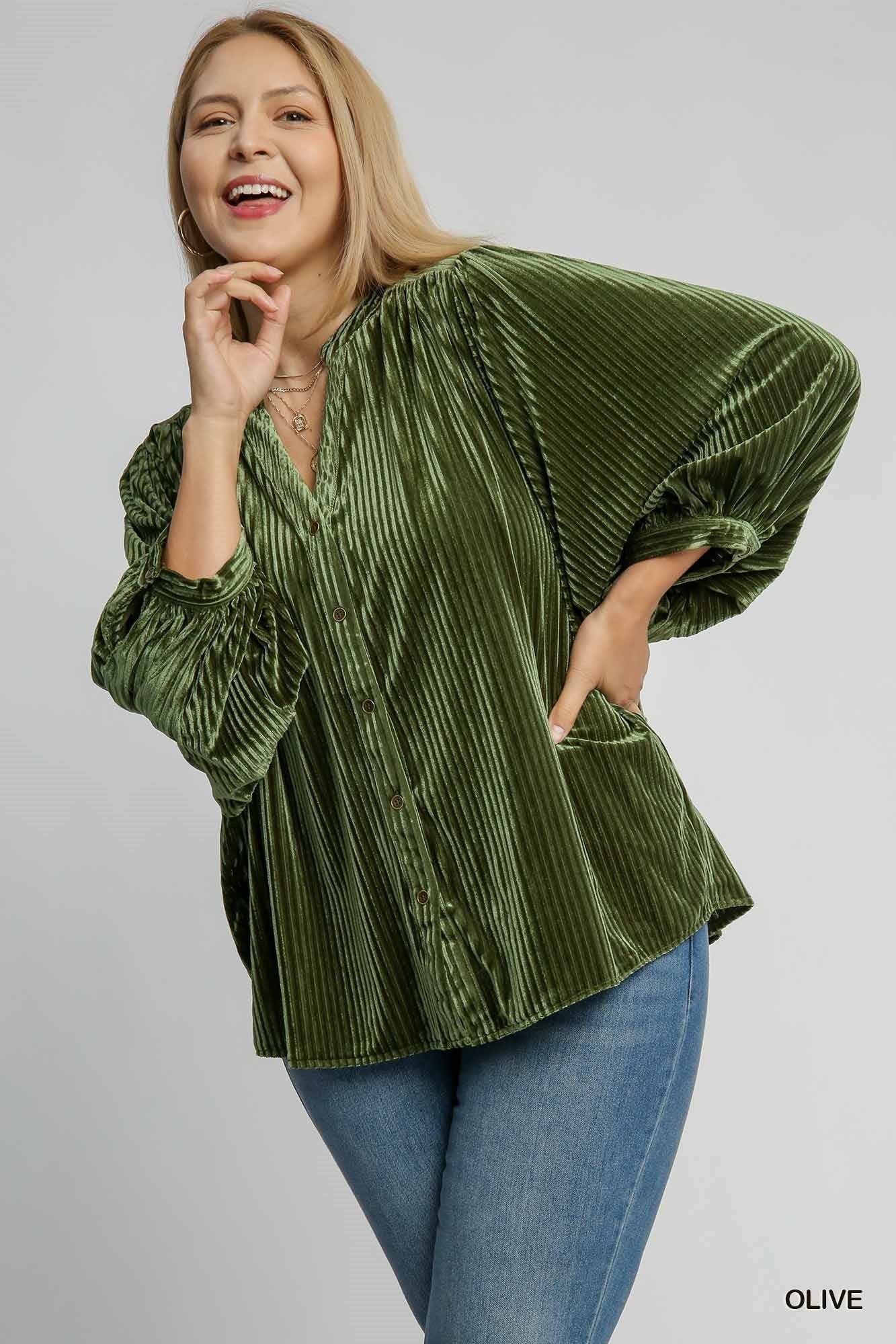 Curvy Gina Textured Velvet Top