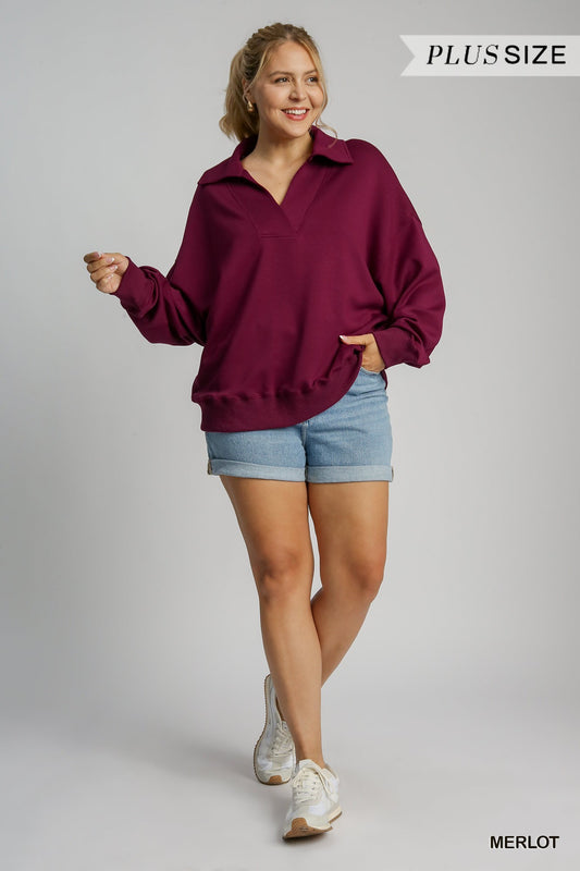 Curvy Wren Wine Pullover Top