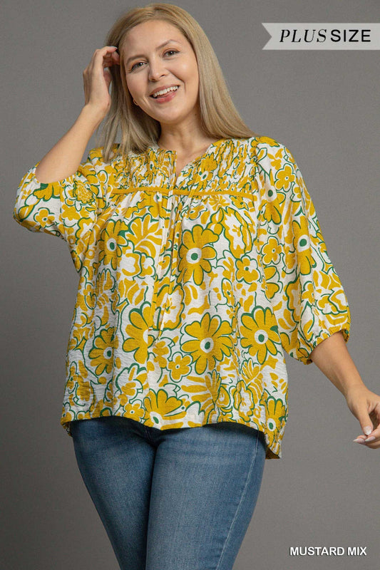 Curvy Gracie Mustard Floral Top