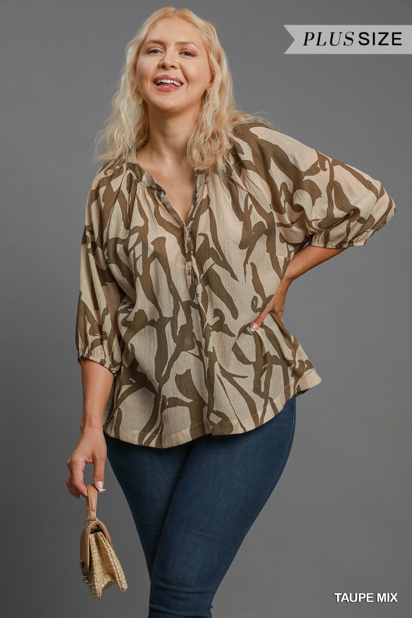 Curvy Trina Taupe Mix Top