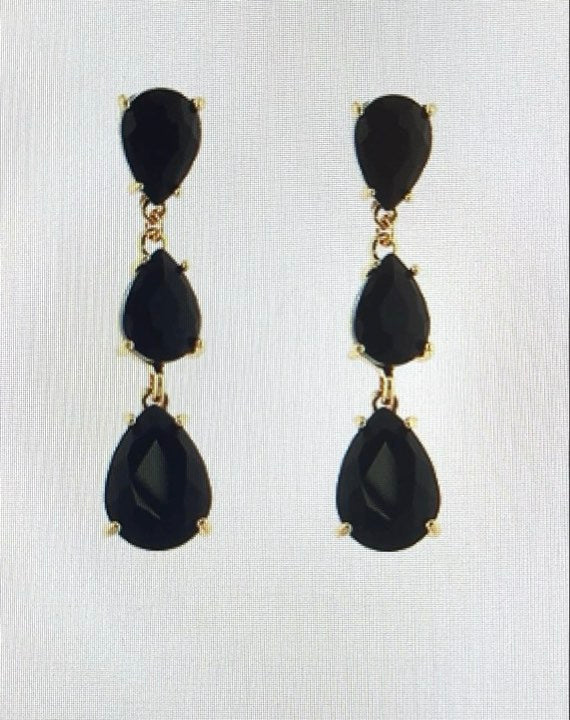 Three Stone Drop Earrings