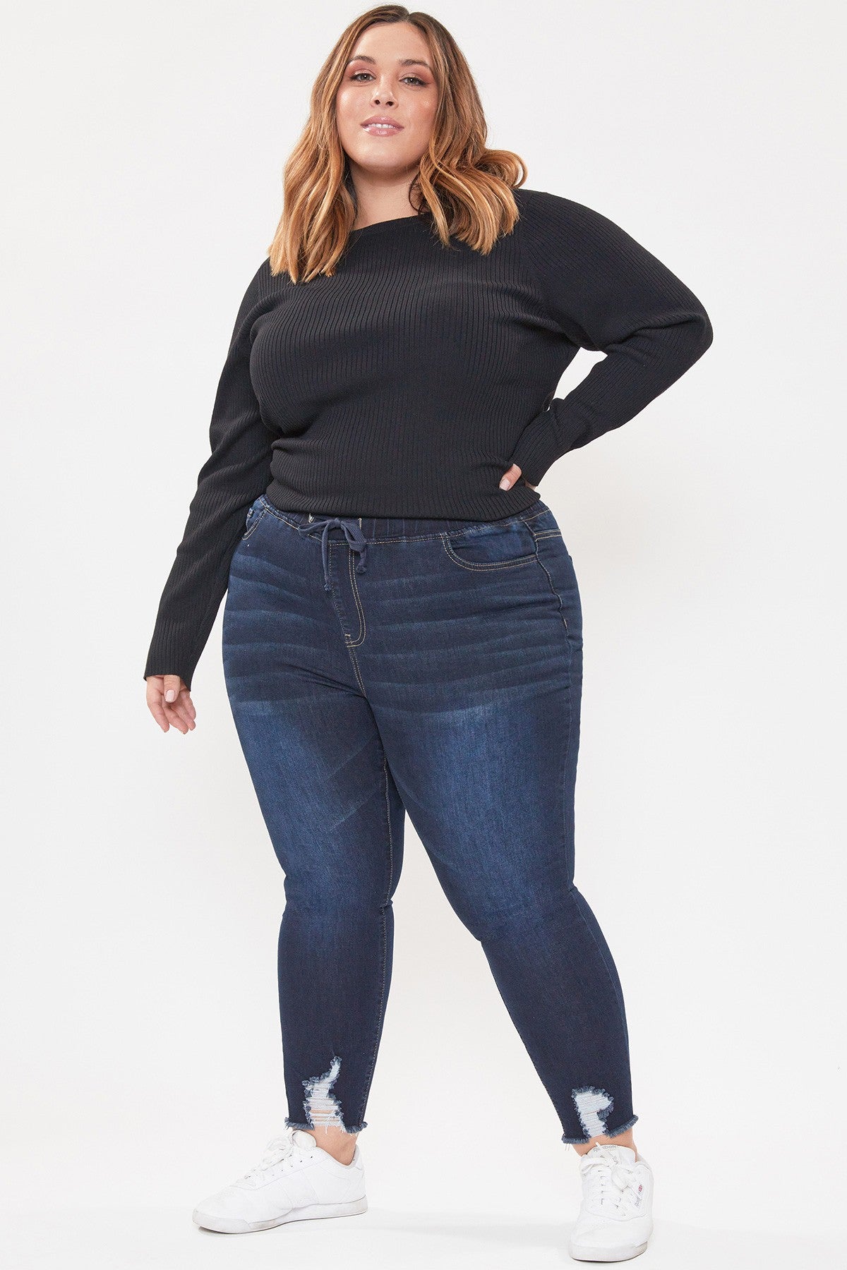 Curvy High Rise Denim Ankle Jogger