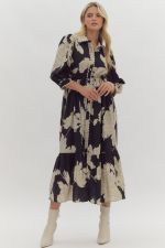 Blaire Black Printed Midi Dress