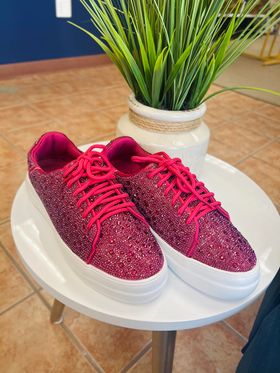 Ritzy Fuchsia Bedazzled Corky Sneakers