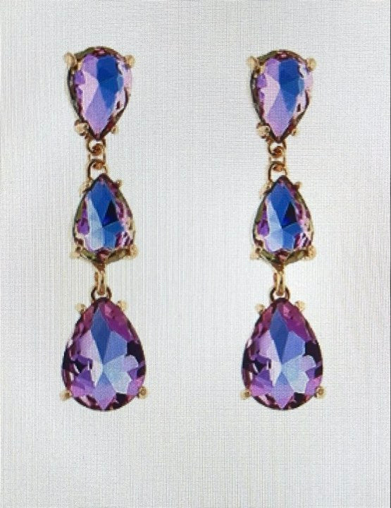 Three Stone Drop Earrings