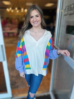 Maddie Multi Color Striped Pullover Top