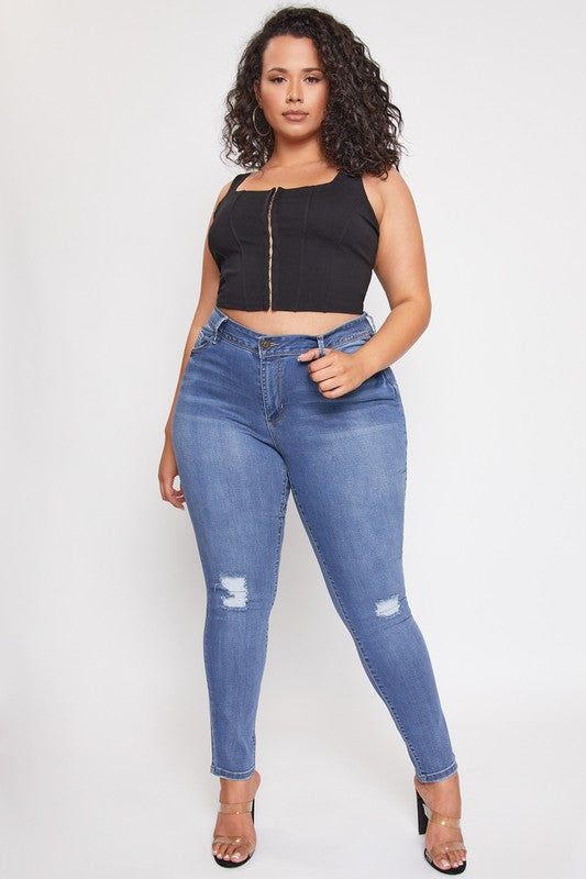 Curvy High Rise V Front Pull On Flare
