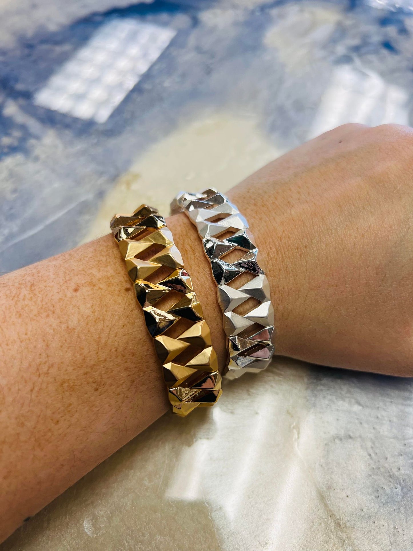 Mixed Metal Stretch Bracelet