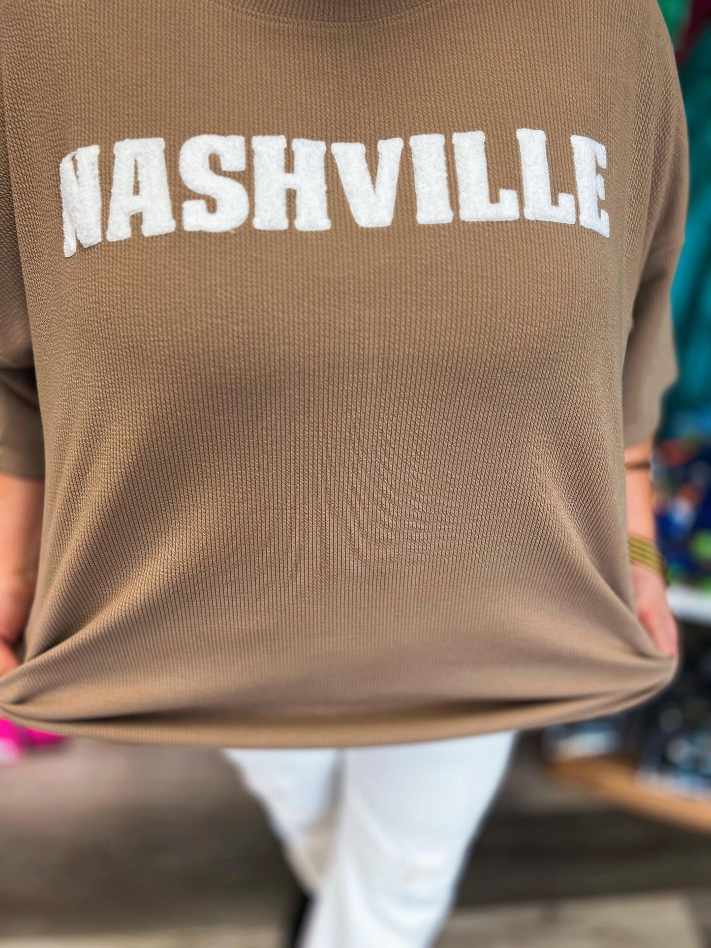 Curvy Nashville Vibes Puff Embroidered Loose Fit Tops