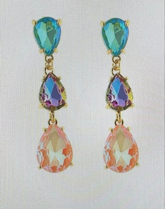 Three Stone Drop Earrings