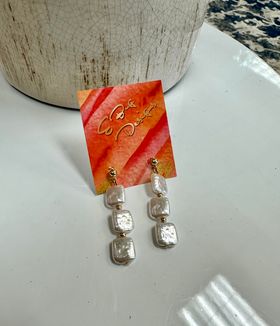 Square Pearl Drop Earrings