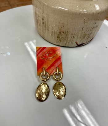 Worn Gold Pendant Earrings
