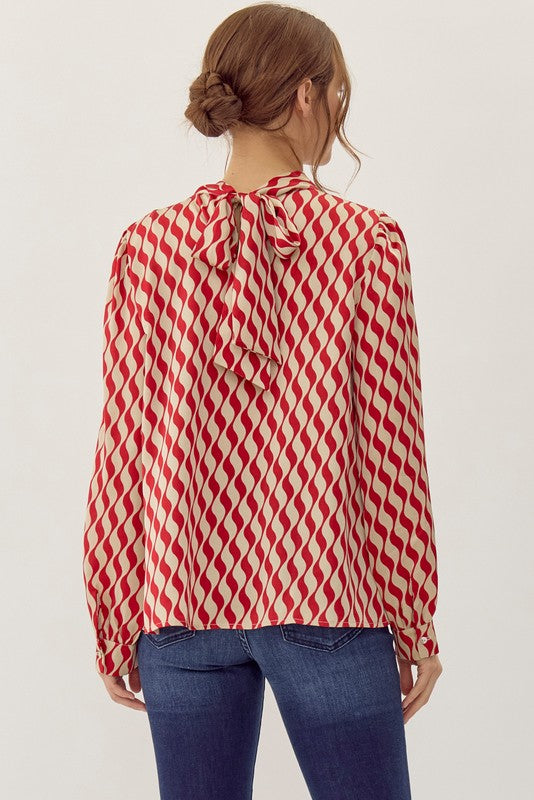 Shelby Red Mixed Contrast Top