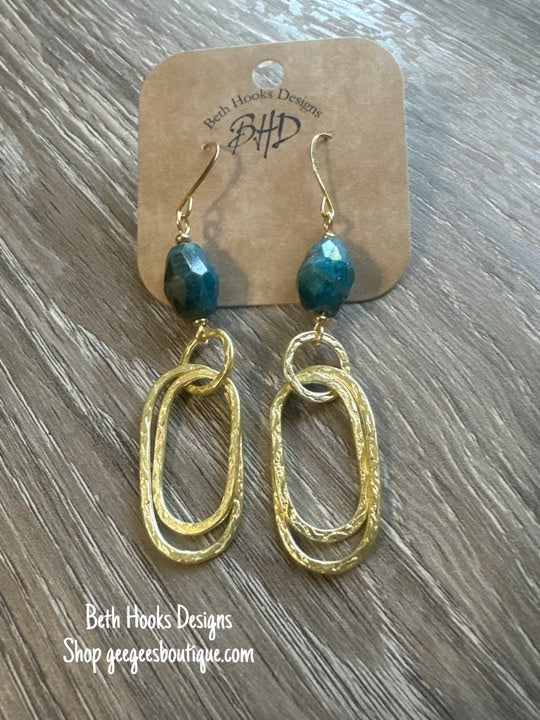 Gold Drop Stone Detailed Earrings